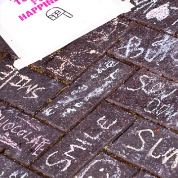 Happy City Visitors were invited to add their happy thoughts to bricks surrounding the Happy City area at the Bristol Harbour Festival